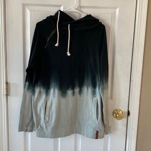 NWT double hood black to grey ombré sweatshirt  Size L